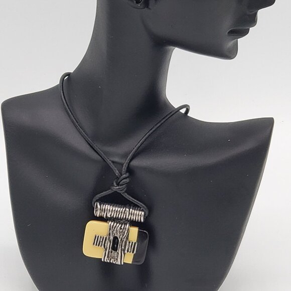 Steel Cable Hoop Clip-On Earrings AND Twisted Cable Pendant Necklace - Picture 5 of 10